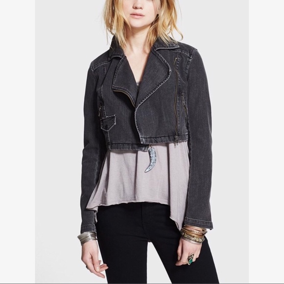 grey denim crop jacket